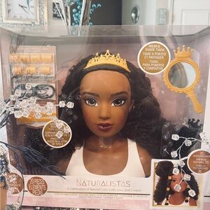 Styling Head with Black Hair and Gold Tiara